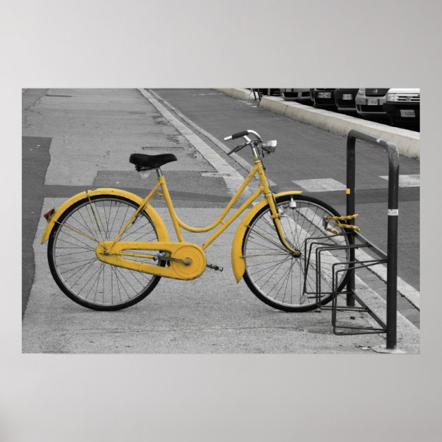 Affiche Vintage Dames Yellow Bicyclette, Florence, Italie (Devant)
