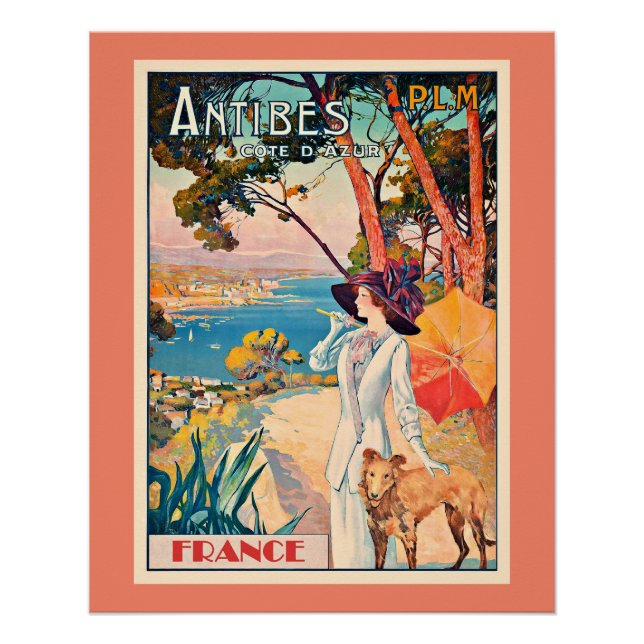 Affiche vintage d'Antibes France (Devant)