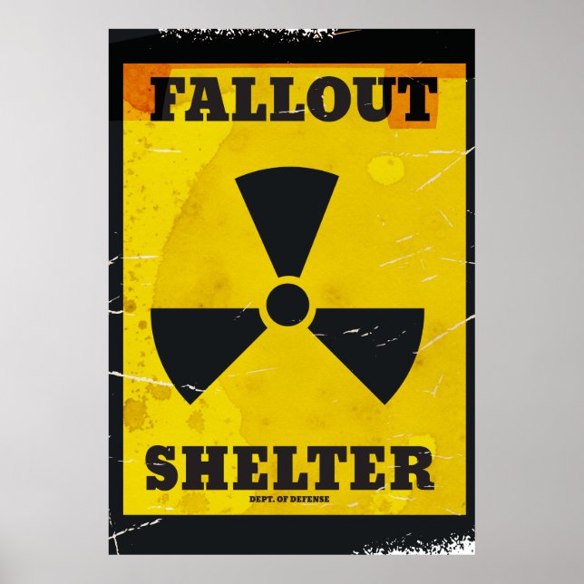 Affiche vintage d'avertissement d'abri antiatomiqu (Devant)