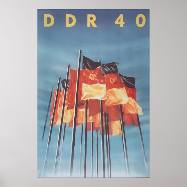 Affiche vintage DDR 40e anniversaire Est (Devant)