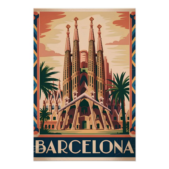 Affiche vintage de Barcelone Espagne (Devant)