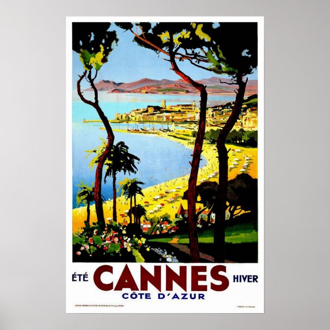 Affiche vintage de Cannes (Devant)