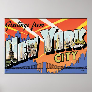 Affiche vintage de carte postale de NYC