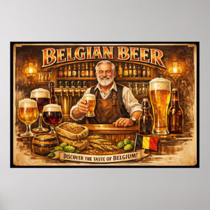 Affiche vintage de chaleur de taverne de bière bel