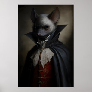 Affiche vintage de chauve-souris gothique, impress