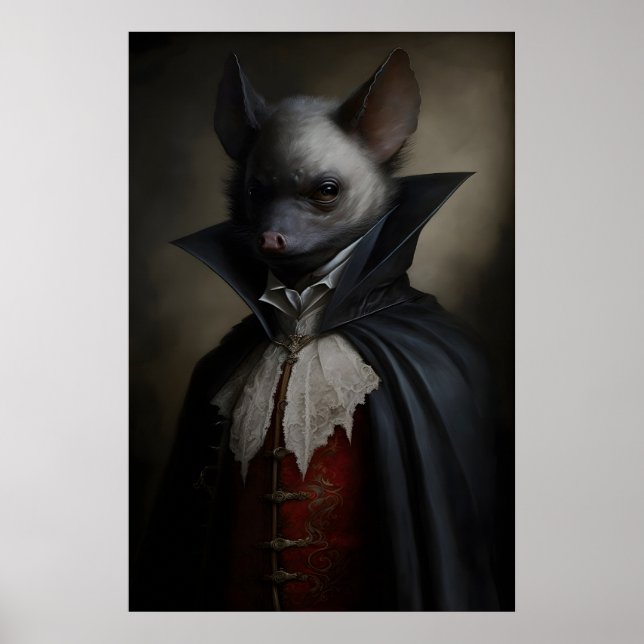 Affiche vintage de chauve-souris gothique, impress (Devant)