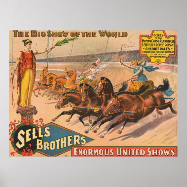 Affiche vintage De Cirque D'Une Course Chariot Rom (Devant)