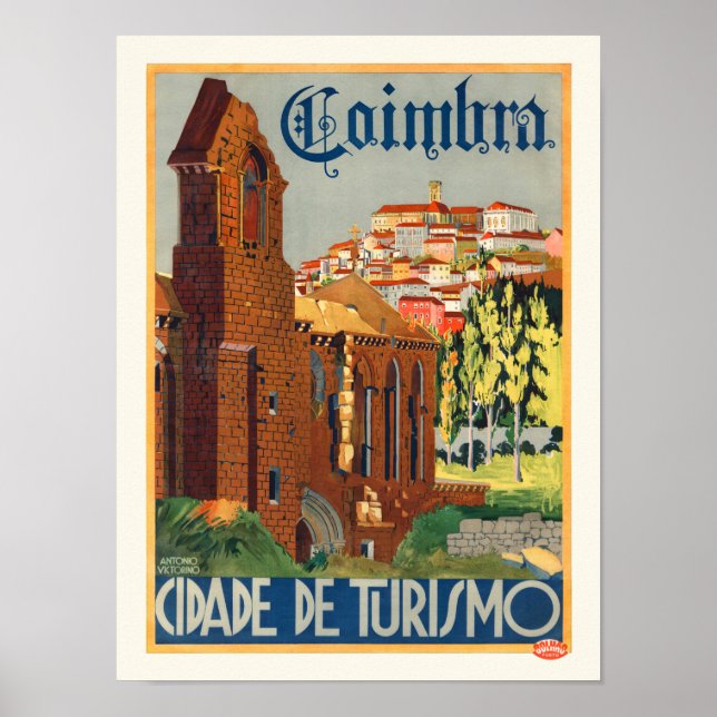 Affiche vintage de Coimbra Portugal 1935 (Devant)