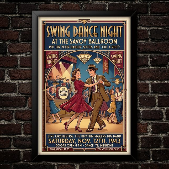 Affiche vintage de danse swing (Créateur téléchargé)