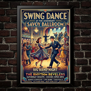 Affiche vintage de danse swing