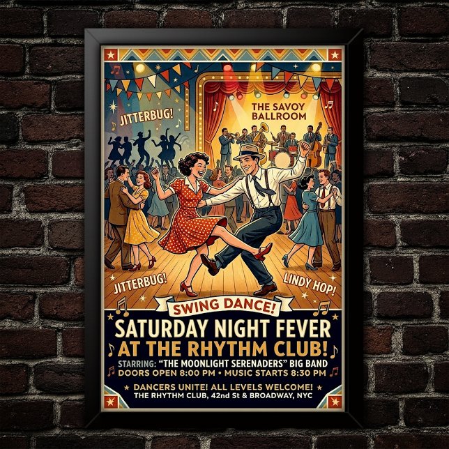Affiche vintage de danse swing (Créateur téléchargé)