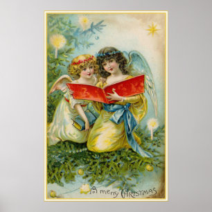 Affiche vintage de décor de vacances d'anges de