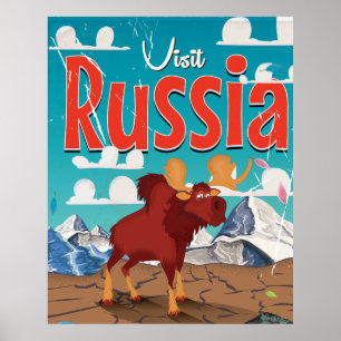 Affiche vintage de dessin animé Visite Russie