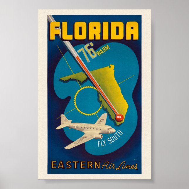 Affiche vintage de Floride USA 1938 (Devant)