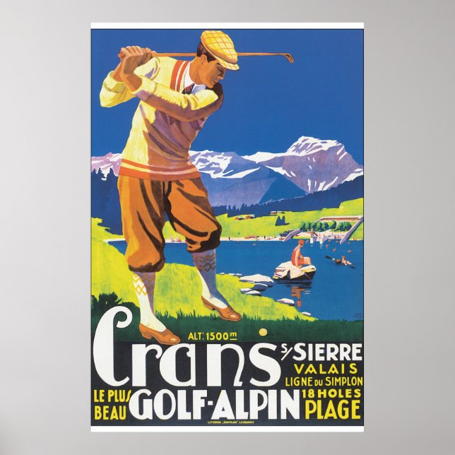 Affiche vintage de golf Alpin (Devant)