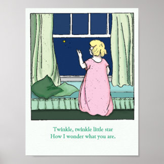 Affiche vintage de la comptine à la petite étoile