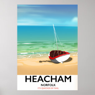 Affiche vintage de la côte de Heacham Norfolk