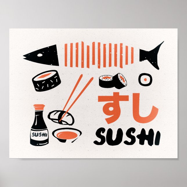 affiche vintage de la cuisine sushi (Devant)