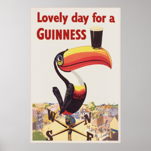 Affiche vintage de la Guinness Toucan, bière irlan