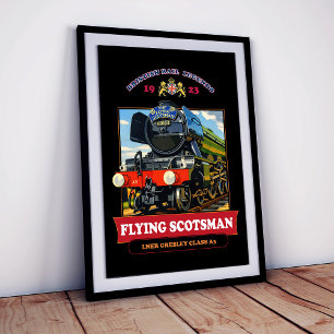 Affiche vintage de la locomotive à vapeur Flying S