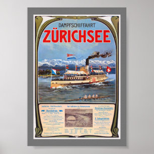 Affiche vintage de la navigation sur le lac de Zur