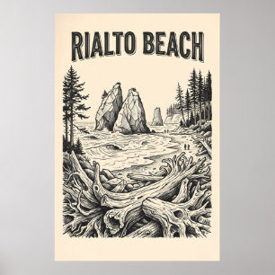 Affiche vintage de la plage de Rialto Olympic WA