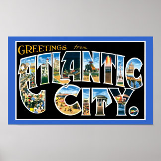 affiche vintage de la ville atlantique