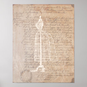 Affiche vintage de lettre de forme de robe