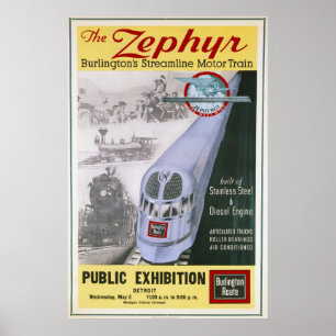 Affiche vintage de locomotive de zéphyr de