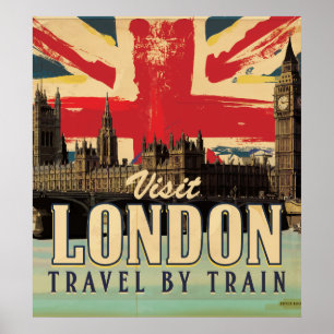 Affiche vintage de Londres de visite
