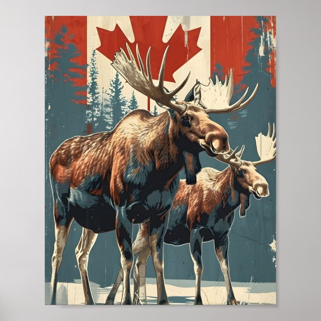Affiche Vintage de l'orignal canadien (Devant)