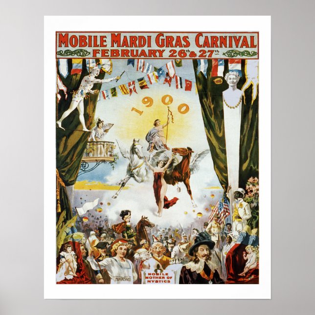 Affiche vintage de Mardi Gras (Devant)