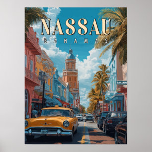 Affiche vintage de Nassau Bahamas - Classic Tropic