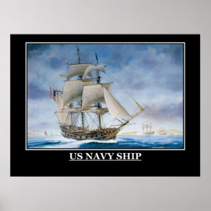 Affiche vintage de navire à voile de l'US Navy