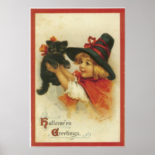 Affiche vintage de salutations de Halloween