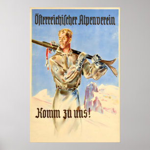 Affiche vintage de saut à ski Club alpin autrichie