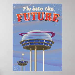 Affiche vintage de science-fiction «Envolez-vous v