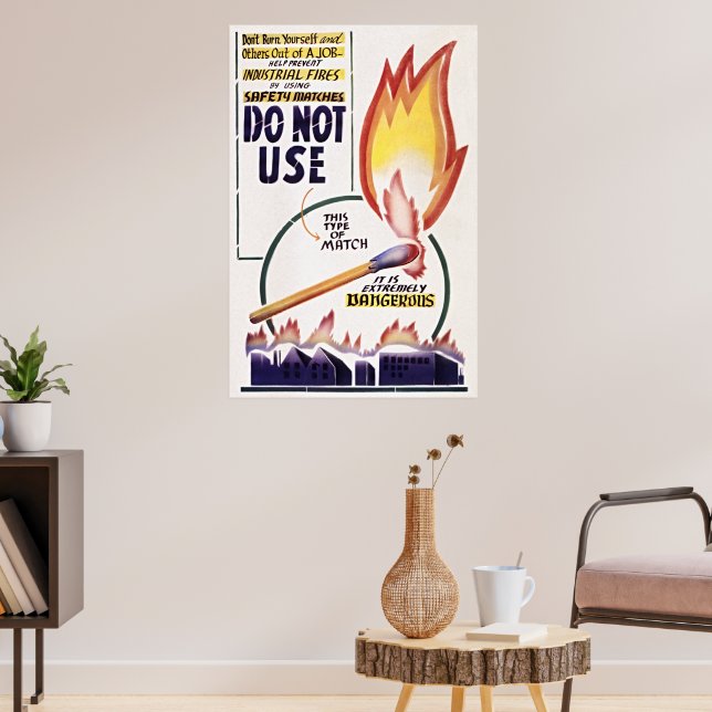 Affiche vintage de sécurité incendie – Alerte rétr (Salon 3)