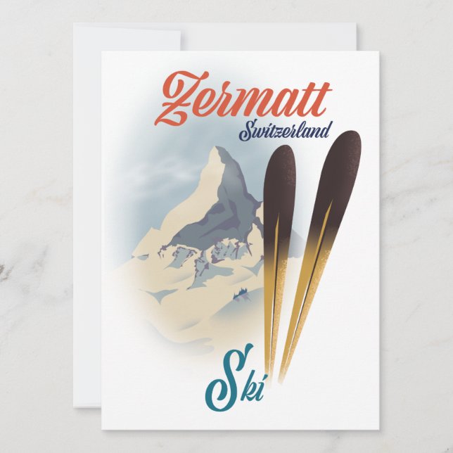 Affiche vintage de ski à Zermatt Suisse (Devant)