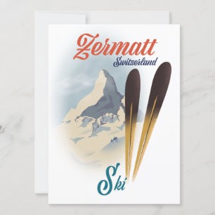 Affiche vintage de ski à Zermatt Suisse