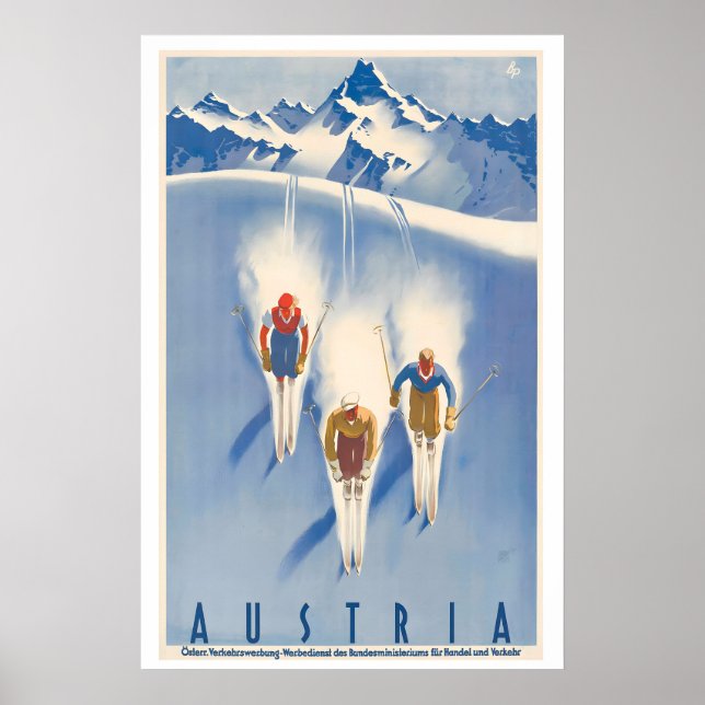 Affiche vintage de ski en Autriche (Devant)