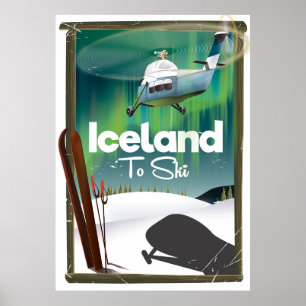 Affiche vintage de ski en Islande