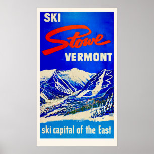Affiche vintage de ski Stowe Vermont