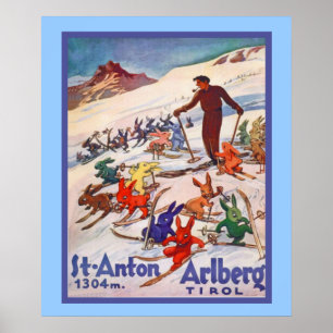 Affiche vintage de sports d'hiver