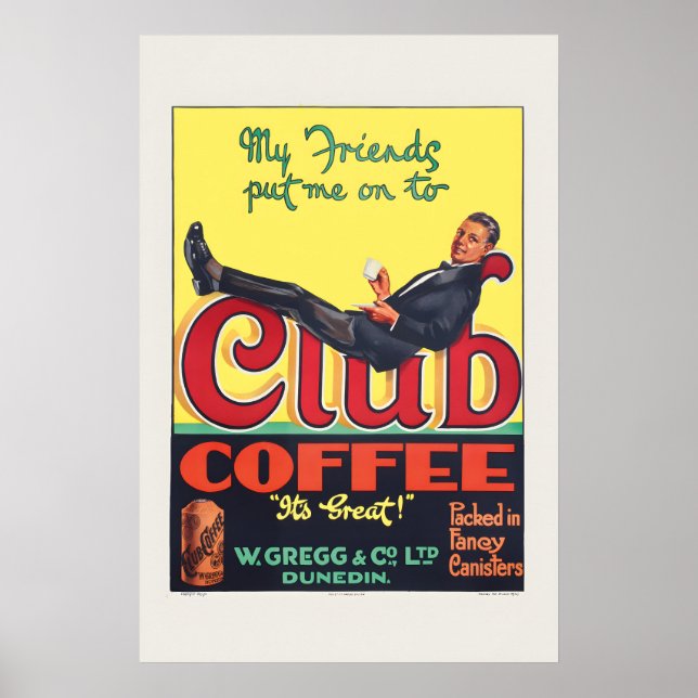 Affiche vintage de style classique Café 1920s Club (Devant)