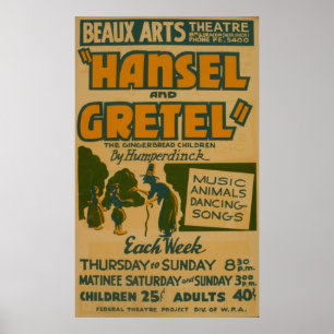 Affiche vintage de théâtre de Hansel Gretel WPA