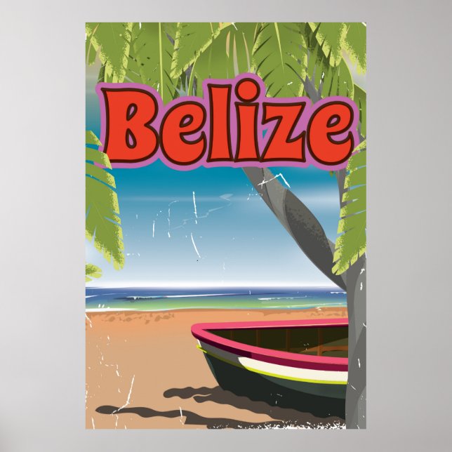 Affiche vintage de vacances au Belize (Devant)