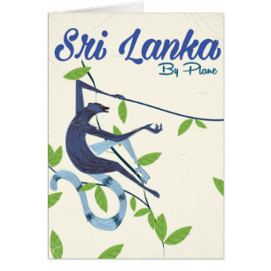 Affiche vintage de vacances pour singe du Sri lank