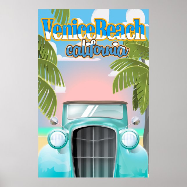 Affiche vintage de Venice Beach californie. (Devant)