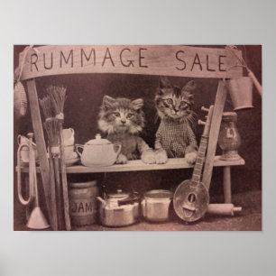 Affiche vintage de vente de charité de chats